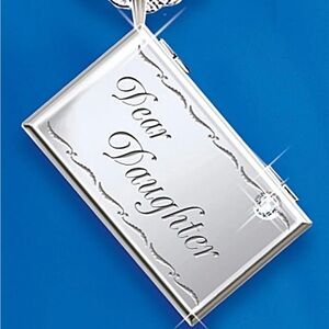 "Dear Daughter, Letter Of Love" Sterling & Diamonds Locket Pendant Necklace
